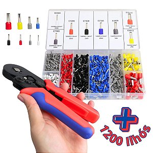 Kit Alicate Crimpar Prensa Fio Com 1200 Ilhós 0,25 A 10mm
