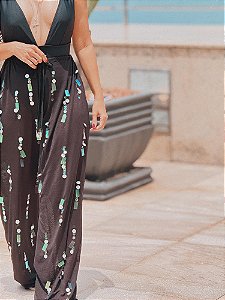 Calça Star Bordada Manualmente preta