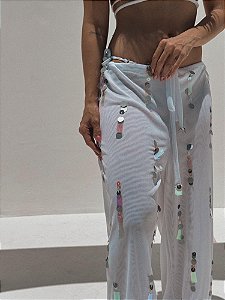 Calça Star Bordada Manualmente branca