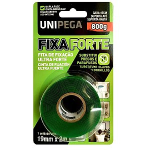 Fita Dupla Face Fixa Forte 19mm x 2m Unipega 800g