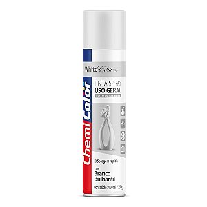 Tinta Spray Uso Geral Branco Brilhante 400ml Chemicolor