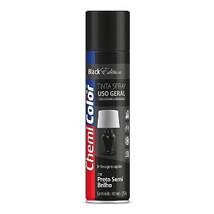 Tinta Spray Uso Geral Preto Semi Brilho 400ml Chemicolor