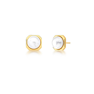 Brinco Pérola Com Detalhe Dourado - Clássicos Laura Mehl