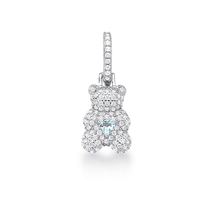 Pingente Urso Pedra Azul - Prata 925