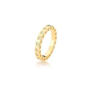 Aliança Com Zircônicas Banho Ouro 18K - Clássicos Laura Mehl