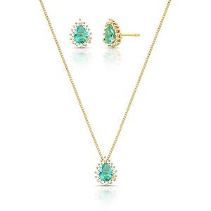 Conjunto Esmeralda - Banho Ouro 18k
