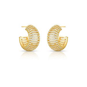 Brinco Argola Cravejada - Banho Ouro 18k