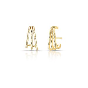 Brinco Ear Hook Cravejado - Banho Ouro 18k