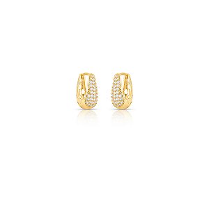 Argola Laura Cravejada - Banho Ouro 18k