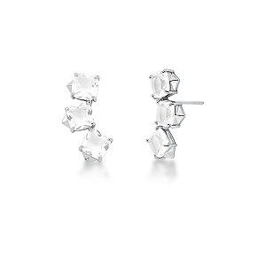 Brinco EarCuff Cristal - Banho Ródio