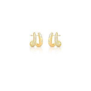 Brinco EarCuff Cravejado - Banho Ouro