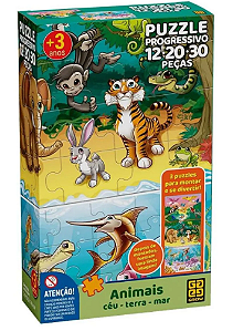 Quebra Cabeça Progressivo - Animais Céu, Terra e Mar