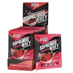 Whey Concentrado Morango Supremo´s - Display c/ 15 Sachês de 35g