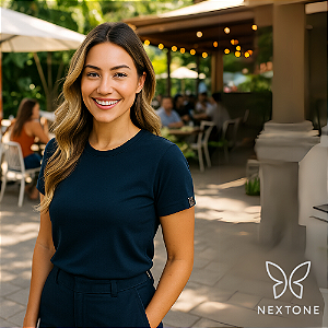 Camiseta Feminina Azul Marinho em Algodão Egípcio P – NEXTONE