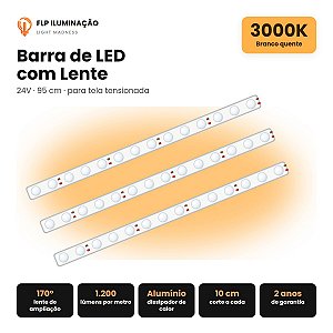 Barra de LED com Lente 24V 3000K Branco Quente – Tela Tensionada
