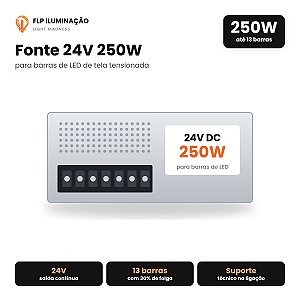 Fonte 24V 250W Bivolt para Barra de LED – Tela Tensionada