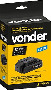 Bateria 12,0 V, íons de lítio, para parafusadeira, furadeira, PFV 012, VONDER