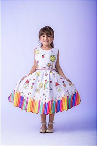 Vestido infantil formatura Aquarela ABC