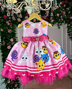 Vestido temático infantil bolofofos menina bebê