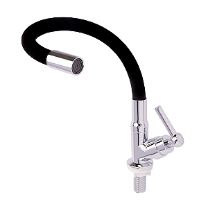 Torneira para Cozinha de Mesa Bica Flexível Gourmet Preta