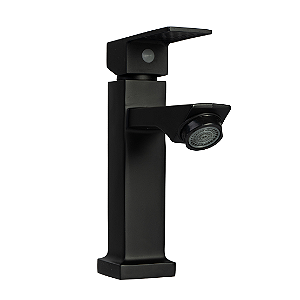 Torneira Banheiro Lavabo Quadrada 1/4 Volta (Preto Fosco)