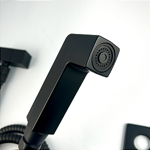 Ducha Higiênica Quadrada 1/4 De Volta Completa (Preto Fosco)