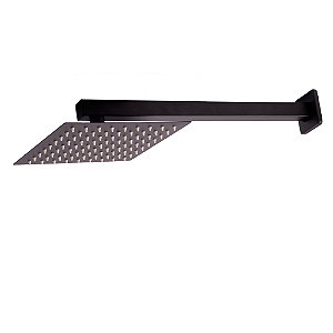 Ducha Externa Quadrada 20x20 Em Inox (Preto Fosco)