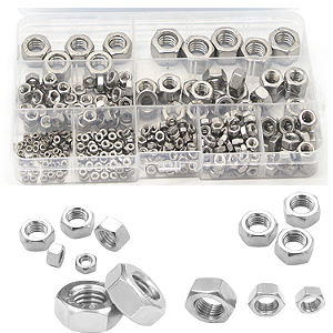 KIT 370 PORCAS HEXAGONAIS SEXTAVADA INOX M4 M5 M6 M8 M10 M12