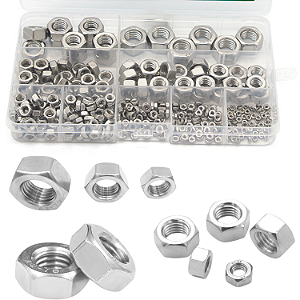 KIT 341 PORCAS SEXTAVADA AÇO INOX M2 M3 M4 M5 M6 M8 M10 M12