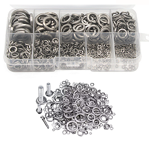 KIT 620 ARRUELAS PRESSAO INOX M2 M2.5 M3 M4 M5 M6 M8 M10 M12