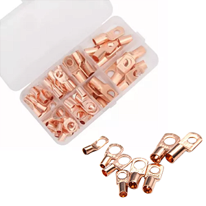 Kit 60 Terminal Terminais Olhal Compressao Em Cobre Para Fio