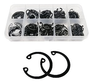 Kit Conjunto 250 Aneis Anel Arruela Contençao Aço Carbono