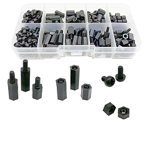 KIT 250 ESPAÇADORES PORCA M3 MOVEIS MADEIRA NYLON PRETO