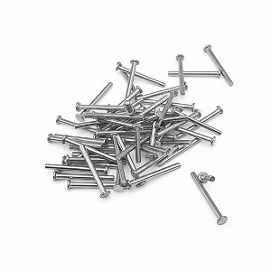 KIT 50 REBITES MACIÇOS EM ALUMINIO M3 30MM CABEÇA CHATA