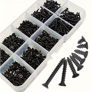 KIT 800 PARAFUSOS M2*10 PHILIPS PRETOS ROSCANTE AÇO CARBONO