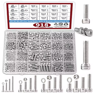KIT 918 PORCAS PARAFUSOS SEXTAVADOS ARRUELA INOX M2 M3 M4 M5