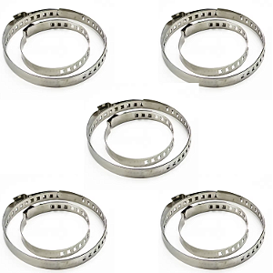 KIT 5 PARES ABRAÇADEIRA CINTA AÇO INOX 32-41mm - 70-127mm