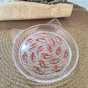 Comedouro para gatos com detalhes na cor ouro e glitter