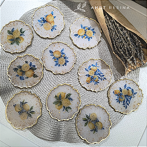 Porta-copos geodo limão siciliano (conjunto de 10 unidades)