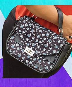 Bolsa Margarete Floral fundo preto