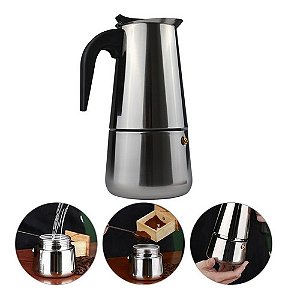 Cafeteira Expresso Italiana Inox 6 Cafés Xícaras Aço Inox Hauskraft