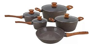 Jogo De Panelas 5 Peças Mimo Style Grafito Cook Com Revestimento Cerâmico, Fundo Triplo De Indução E Cabos Soft Touch