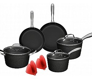 Jogo Panelas 7 Peças Black Rock Titânio Indução Mimo Style