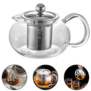 Bule Para Chá Borossolicato E Aço Inox Com Infusor 650ml