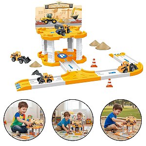 Pista Garagem De Montar 18 Pç Construção Com Caminhão Trator