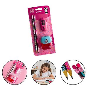 Kit Lápis Hb Com Apontador E Borracha Rebecca Bonbon Sortido