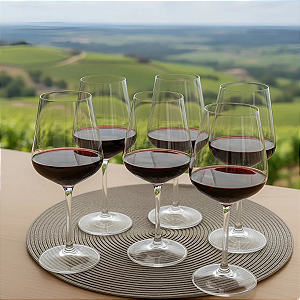 Jogo 6 Taças Vinho Tinto Branco Ou Rose Haste Longa  620ml Em Cristal Titanium