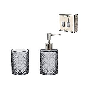 Kit Banheiro Lavabo Vidro Vitale 2 Peças Dispenser Escova Hauskraft