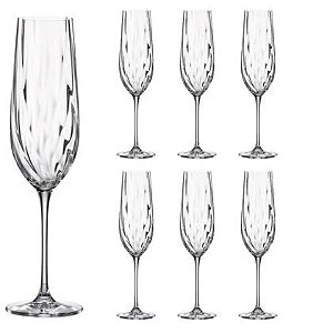 Jogo 6 Taças Champagne Uria Em Cristal 270ml Luxo Bohemia