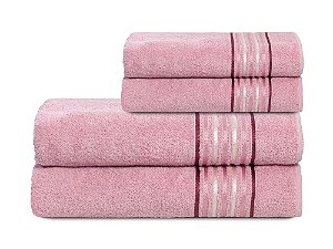 Jogo Toalhas 4 Pçs Banhão Rosto Algodão Vitta Camesa 75x150